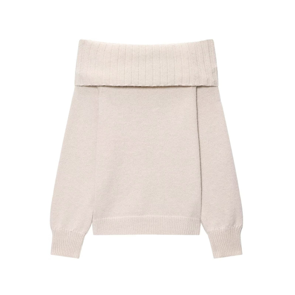 Women's Elegant Knit Sweater with Dropped Shoulders