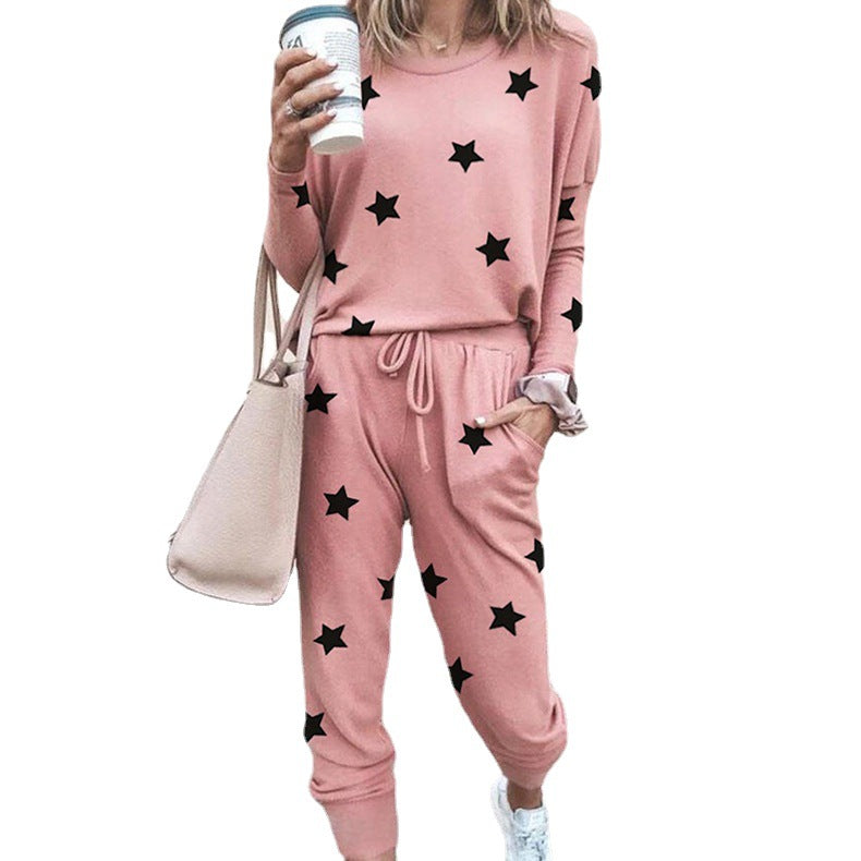 Women's Floral Print Loungewear Set with Elastic Waist