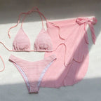 Women's Swimsuit Set with Lace Details and Wrap Skirt