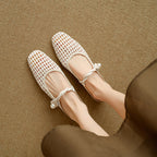 Women's Ballet Flats with Elegant Mesh Design and Stylish Strap