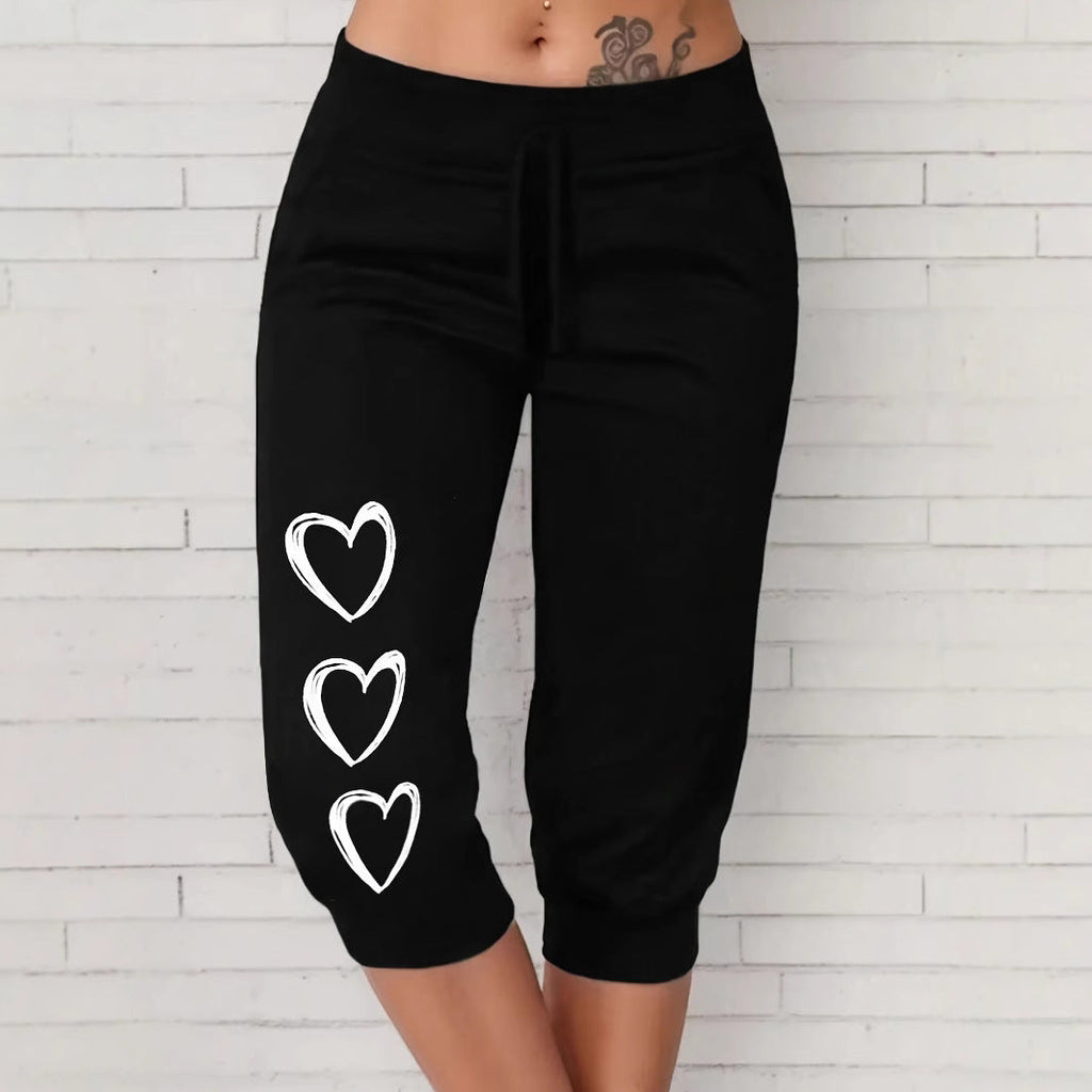 Women's Casual Pants with Heart Motif