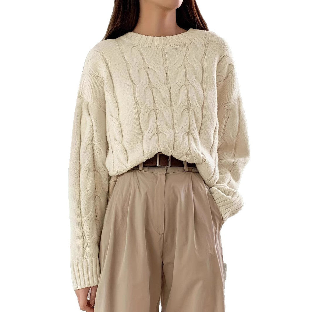 Patterned Knit Sweater with Voluminous Sleeves
