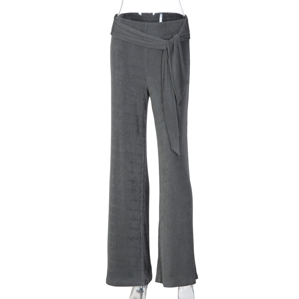 Women's Flowing Palazzo Pants with Stylish Wrap Tie