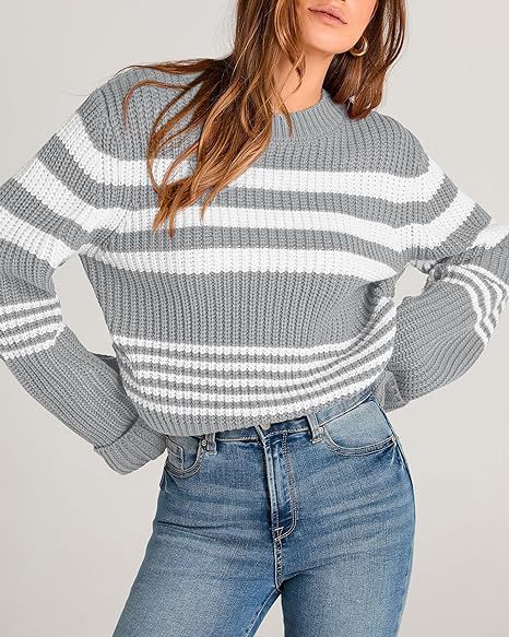 Women's Knitted Sweater in Casual Striped Look