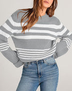 Women's Knitted Sweater in Casual Striped Look