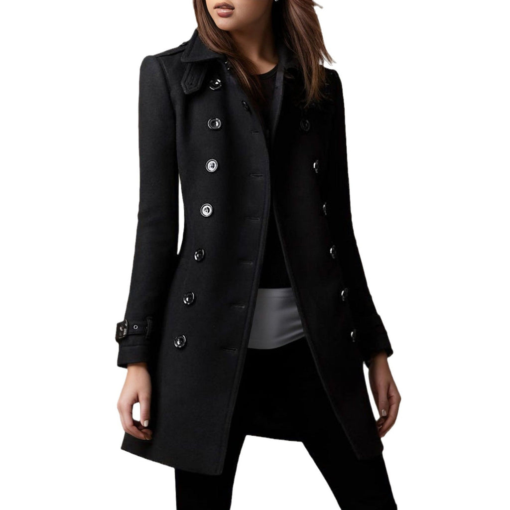 Elegant Transitional Coat with Double-Breasted Button Front