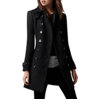 Elegant Transitional Coat with Double-Breasted Button Front