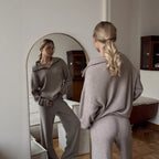 Women's Casual Knit Set with Full-Length Zipper