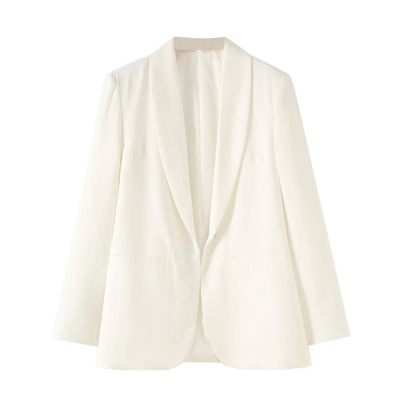 Elegant Women's Blazer with Unique Cut and Pockets
