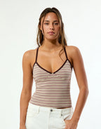 Women's Striped Camisole Top with Adjustable Straps