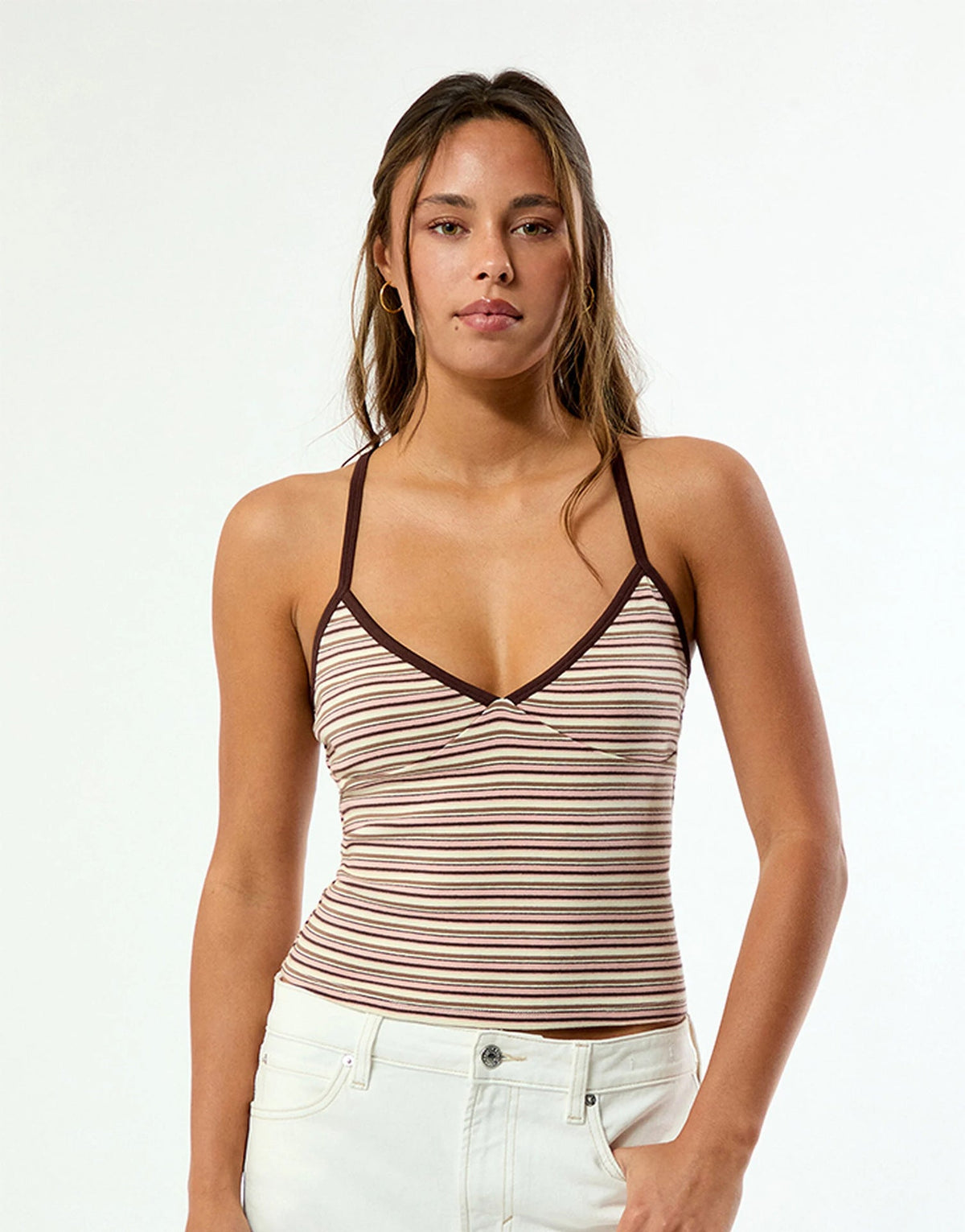 Women's Striped Camisole Top with Adjustable Straps