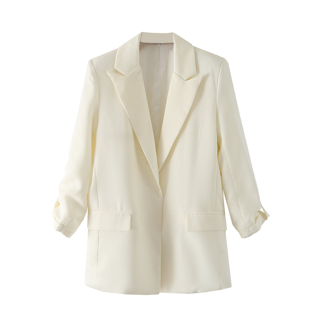 Elegant Blazer Jacket with Modern Cut and Textured Fabric