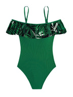 Women's Swimsuit with Floral Ruffle