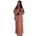 Women's Elegant Maxi Skirt Set with Casual Blouse and Tie Belt