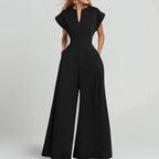 Elegant Women's Wide-Leg Jumpsuit with Shawl Collar