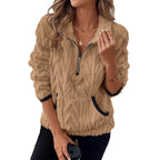 Women's Fleece Pullover in Modern Knit Design with Zipper