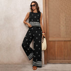 Harem Pants Set with Border Pattern