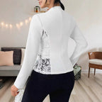 Elegant Women's Blazer Jacket with Lace and Modern Cut