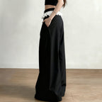 Elegant Wide-Leg High-Waist Pants with Lace Trim