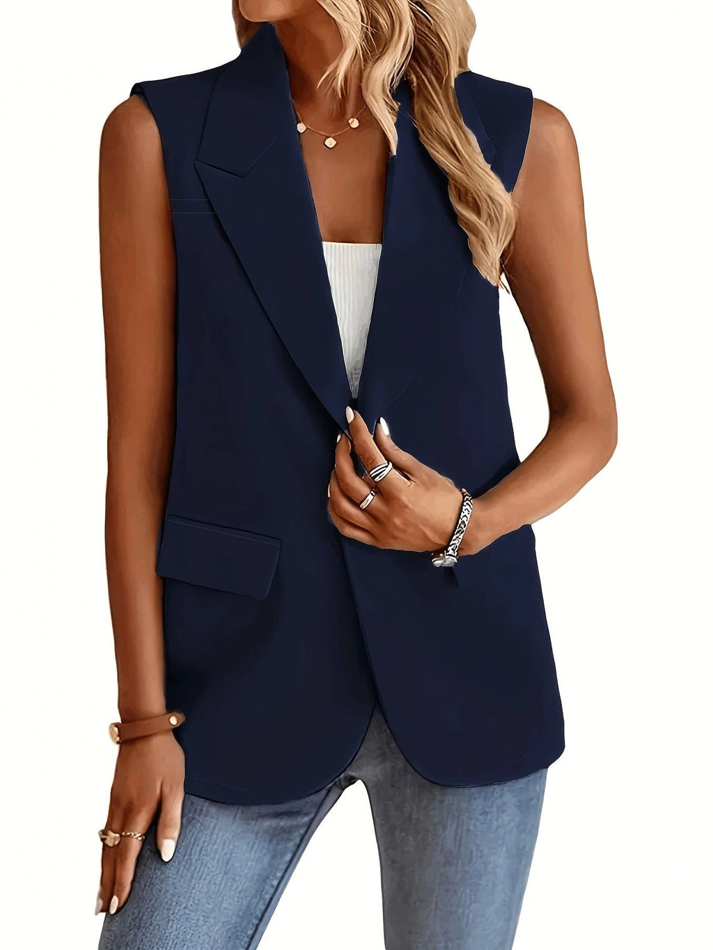 Women's Sleeveless Blazer Jacket