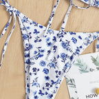 Women's Bandeau Bikini with Floral Details and Adjustable Straps