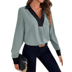 Elegant Women's Blouse with Contrasting Collar