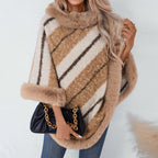 Women's Elegant Poncho with Luxurious Fur Trim