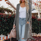 Women's Casual Open-Front Knit Coat with Pockets
