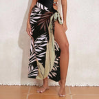 Women's Asymmetrical Swimsuit Set with Elegant Sarong
