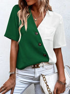 Women's Blouse with Modern Cut and Contrasting Colors