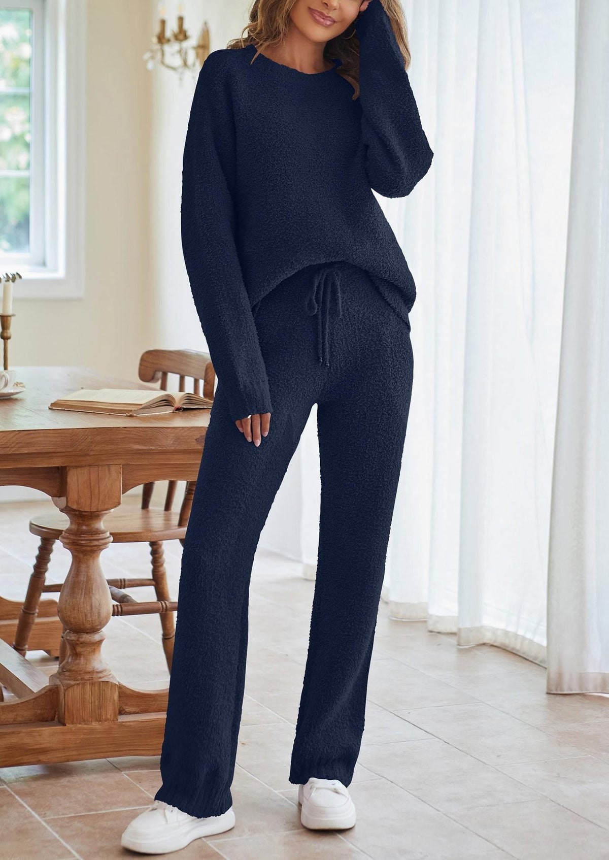 Women's Cozy Lounge Set with Oversized Sweater and Drawstring Pants
