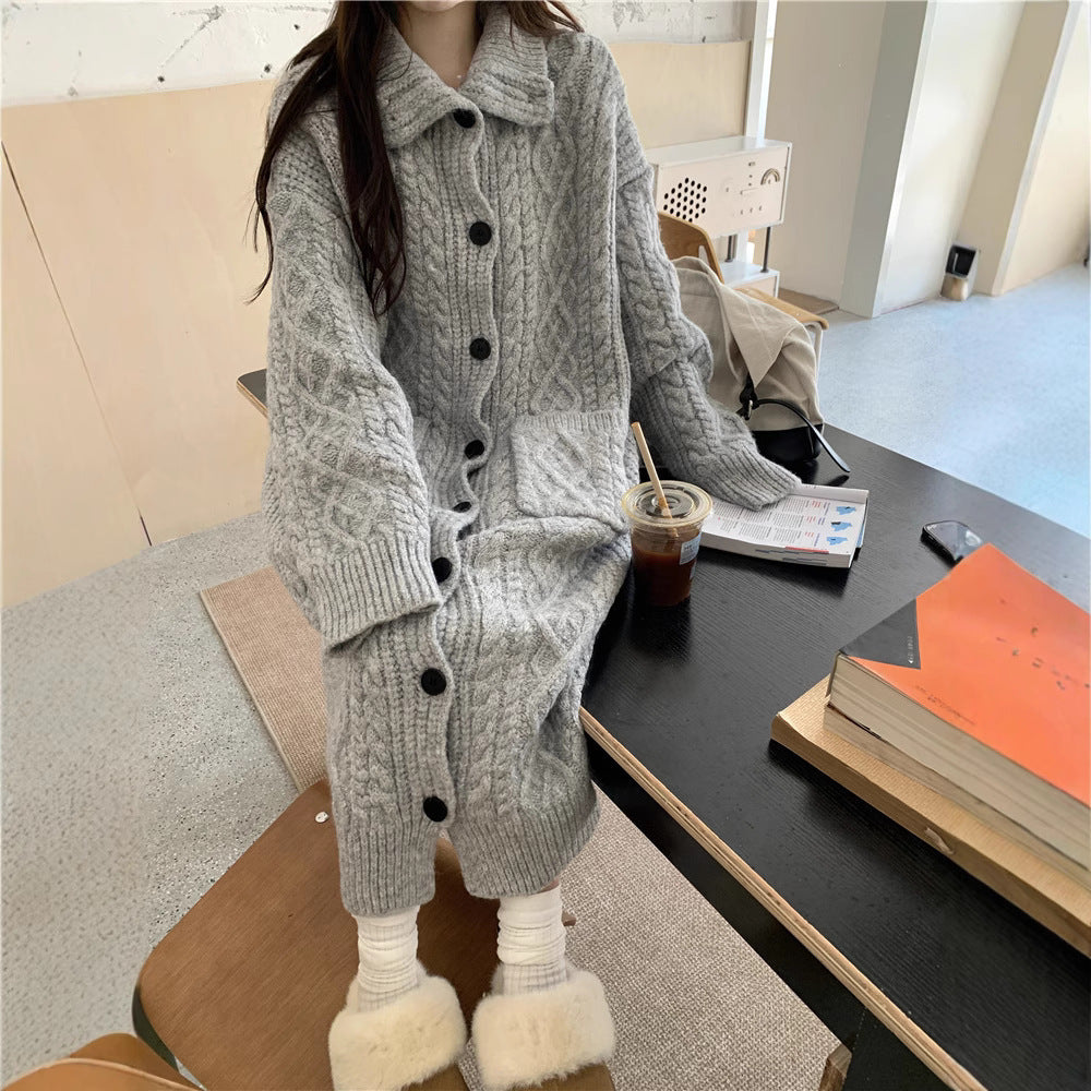 Chunky Knit Button-Up Coat