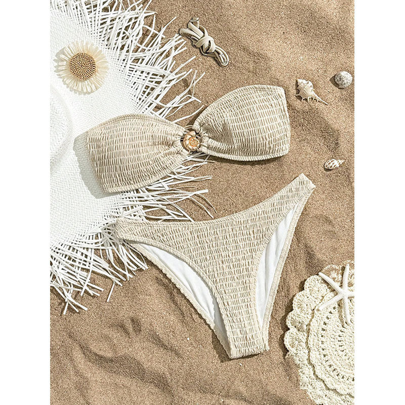 Women's Bandeau Bikini with Ruched Design