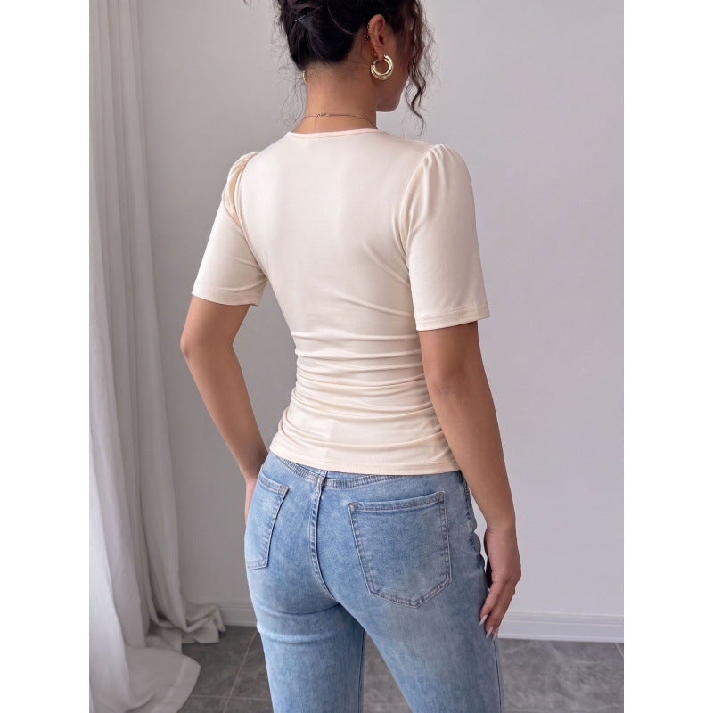 Women's Elegant Blouse with Pearl Detail