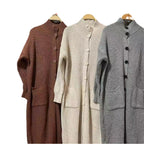 Women's Chunky Knit Cardigan with Spacious Pockets and Modern Button Design