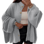 Women's Fluffy Cardigan with Dropped Shoulders