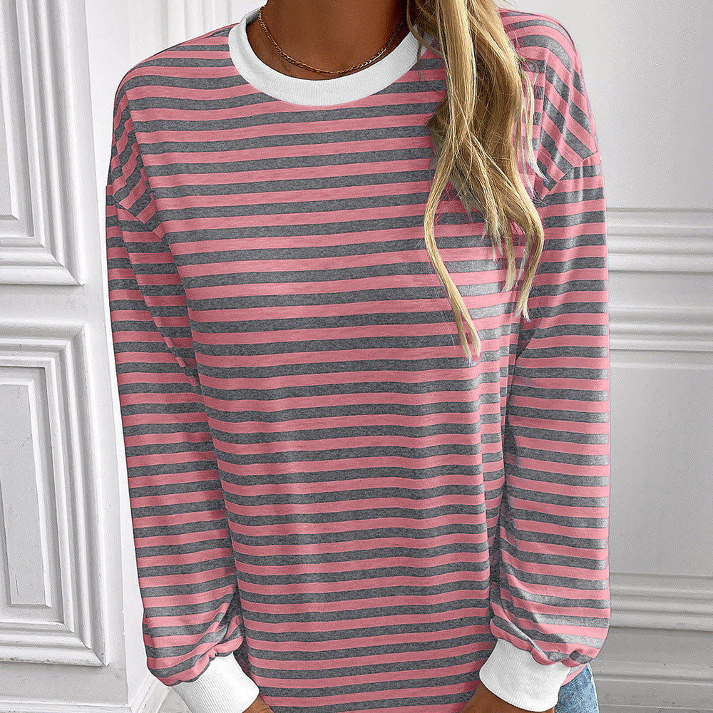 Women's Striped Long-Sleeve Sweater with Casual Fit