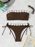 Women's Bandeau Bikini with Floral Border