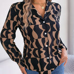 Women's Button-Down Shirt with Graphic Print