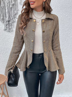 Women's Tailored Blazer with Asymmetric Hem and Button Details