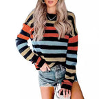 Women's Knitted Sweater in Casual Striped Look
