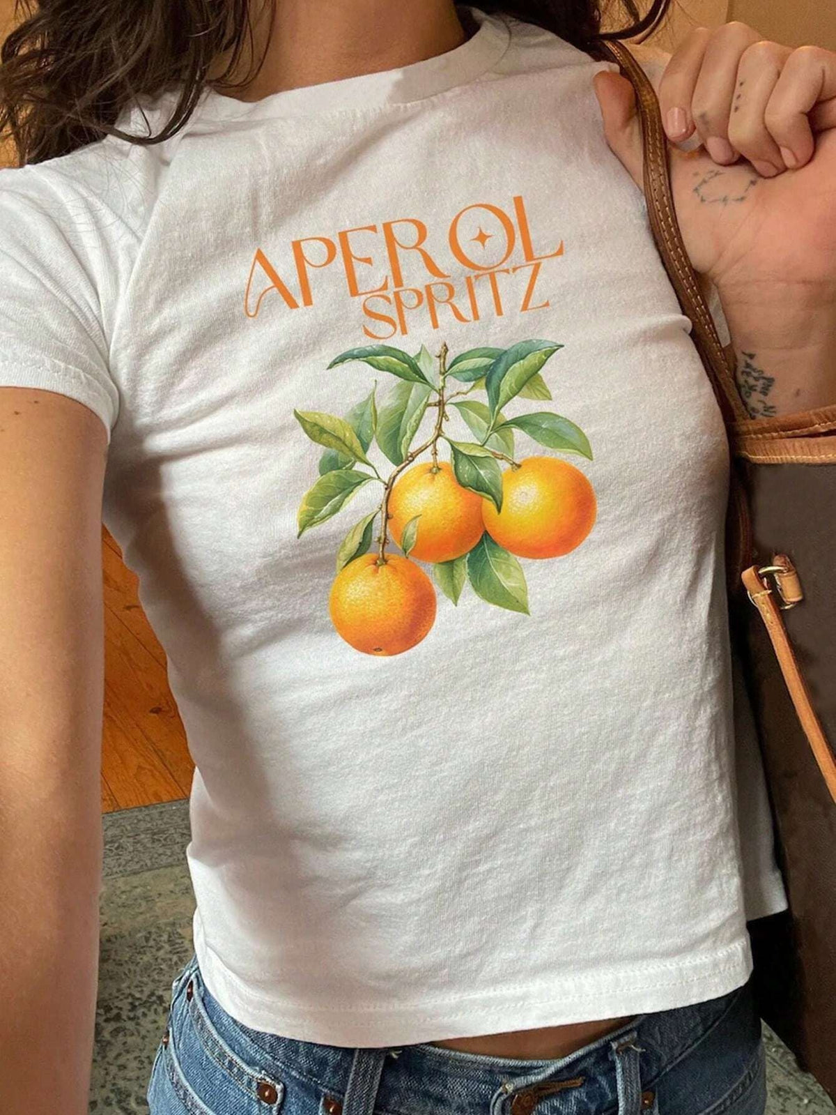 Women's Crop T-Shirt with Cocktail Design