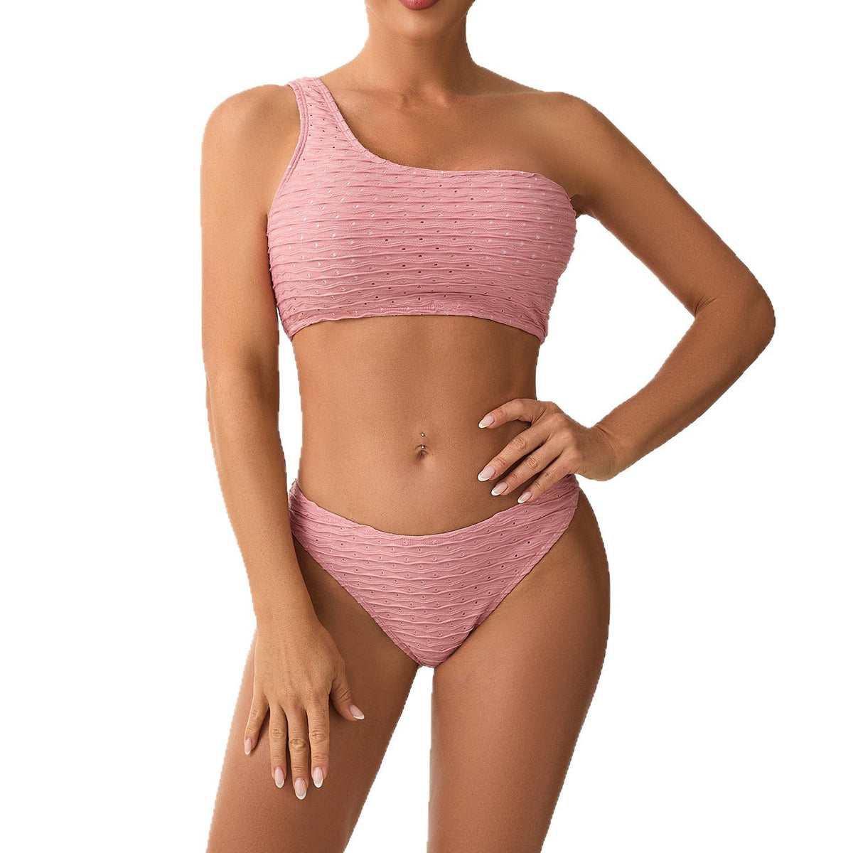 Women's Asymmetrical Bikini Set with Textured Surface