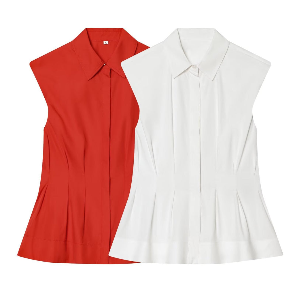 Women's Sleeveless Blouse with Tailored Fit and Collar