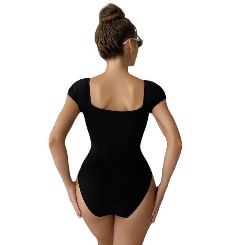Women's Short Sleeve Zipper Swimsuit