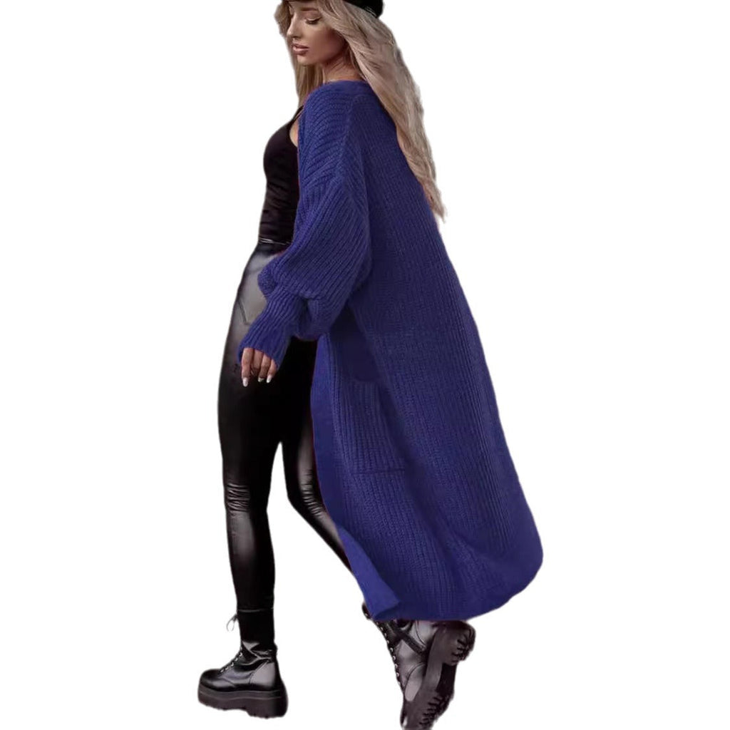 Women's Chunky Knit Coat in Casual Oversized Style with Deep Pockets