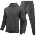 Men's casual jogging suit set with hoodie kangaroo pocket and tapered jogging pants