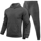 Men's casual jogging suit set with hoodie kangaroo pocket and tapered jogging pants