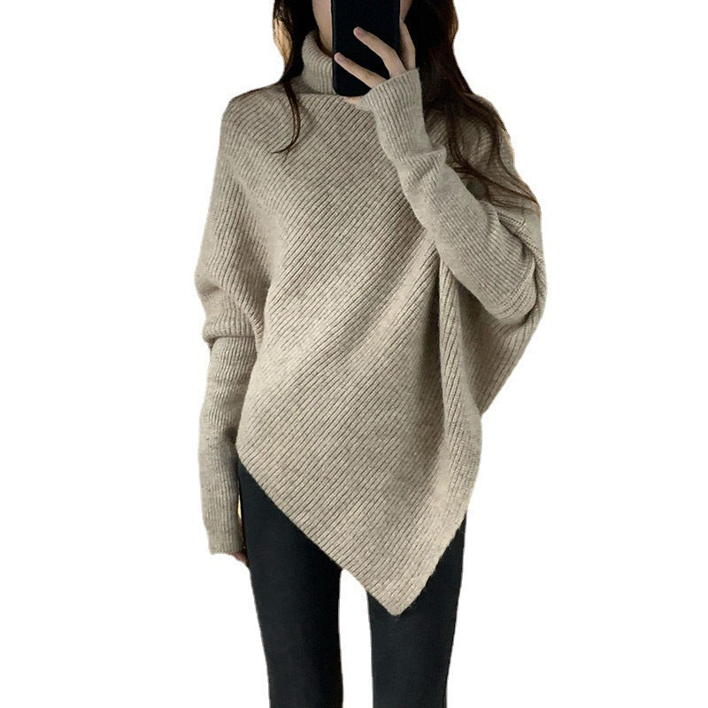 Women's Asymmetrical Knit Sweater in a Casual Oversized Design