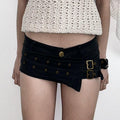Women's Fashionable Mini Skirt with Asymmetrical Cut and Metallic Details